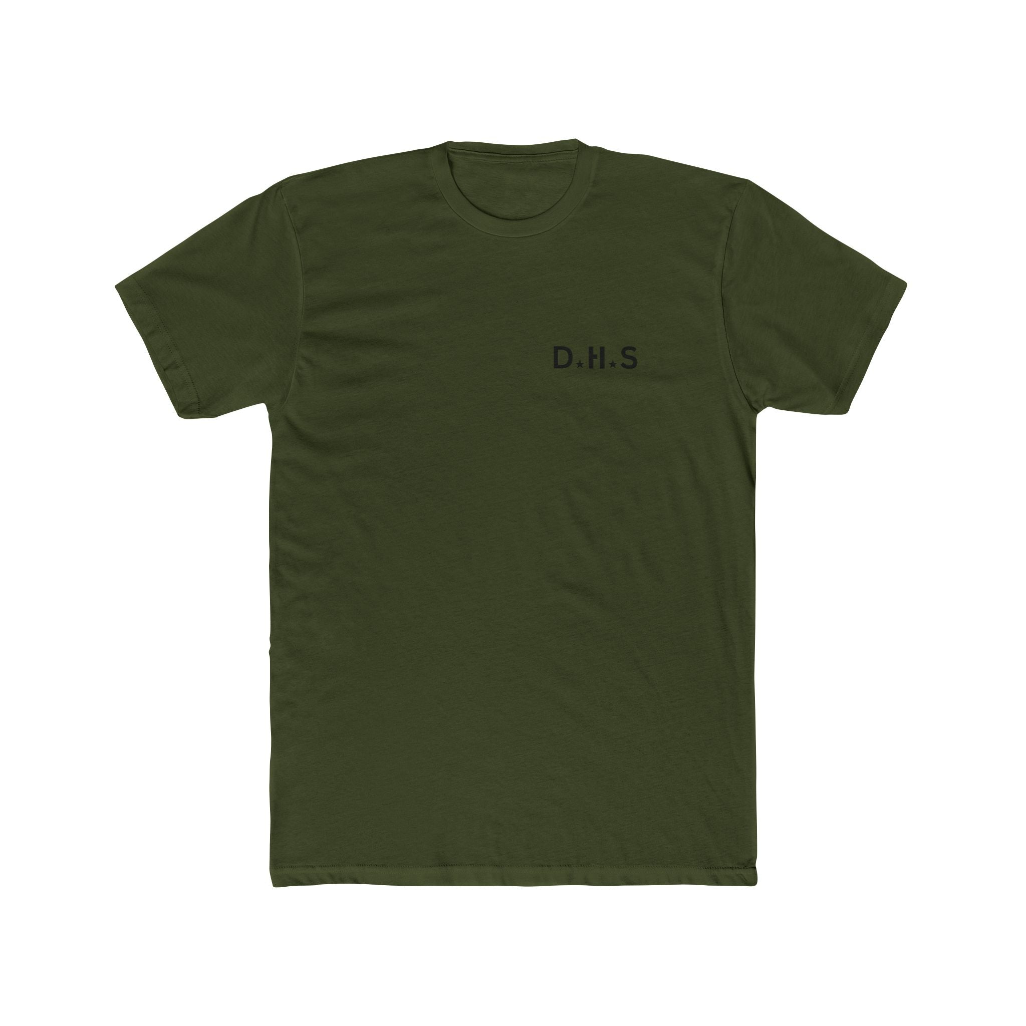 DHS Branded Graphic Tee — 'D Hrd Sht' Minimalist Chest Logo & Back Block Design