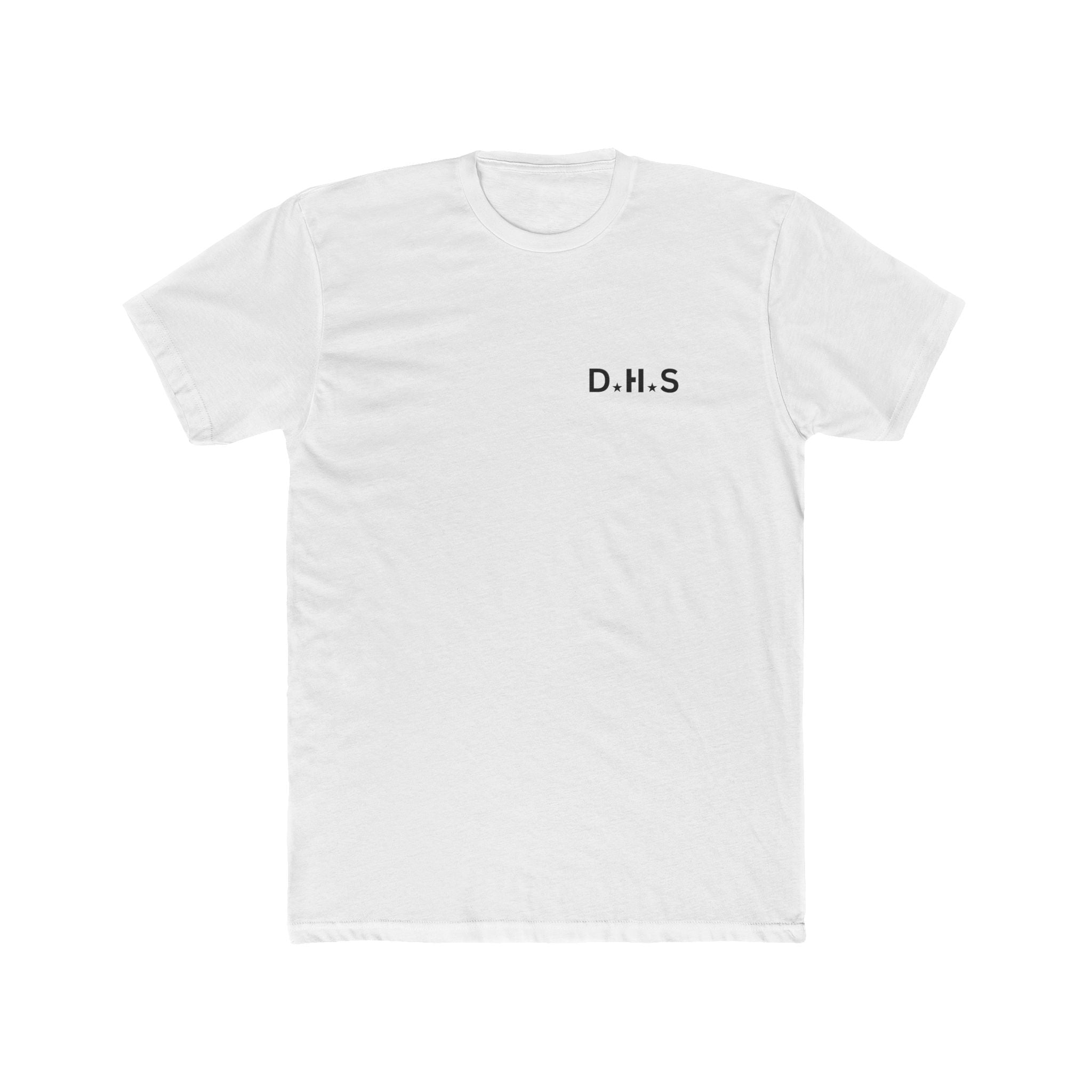 DHS Branded Graphic Tee — 'D Hrd Sht' Minimalist Chest Logo & Back Block Design