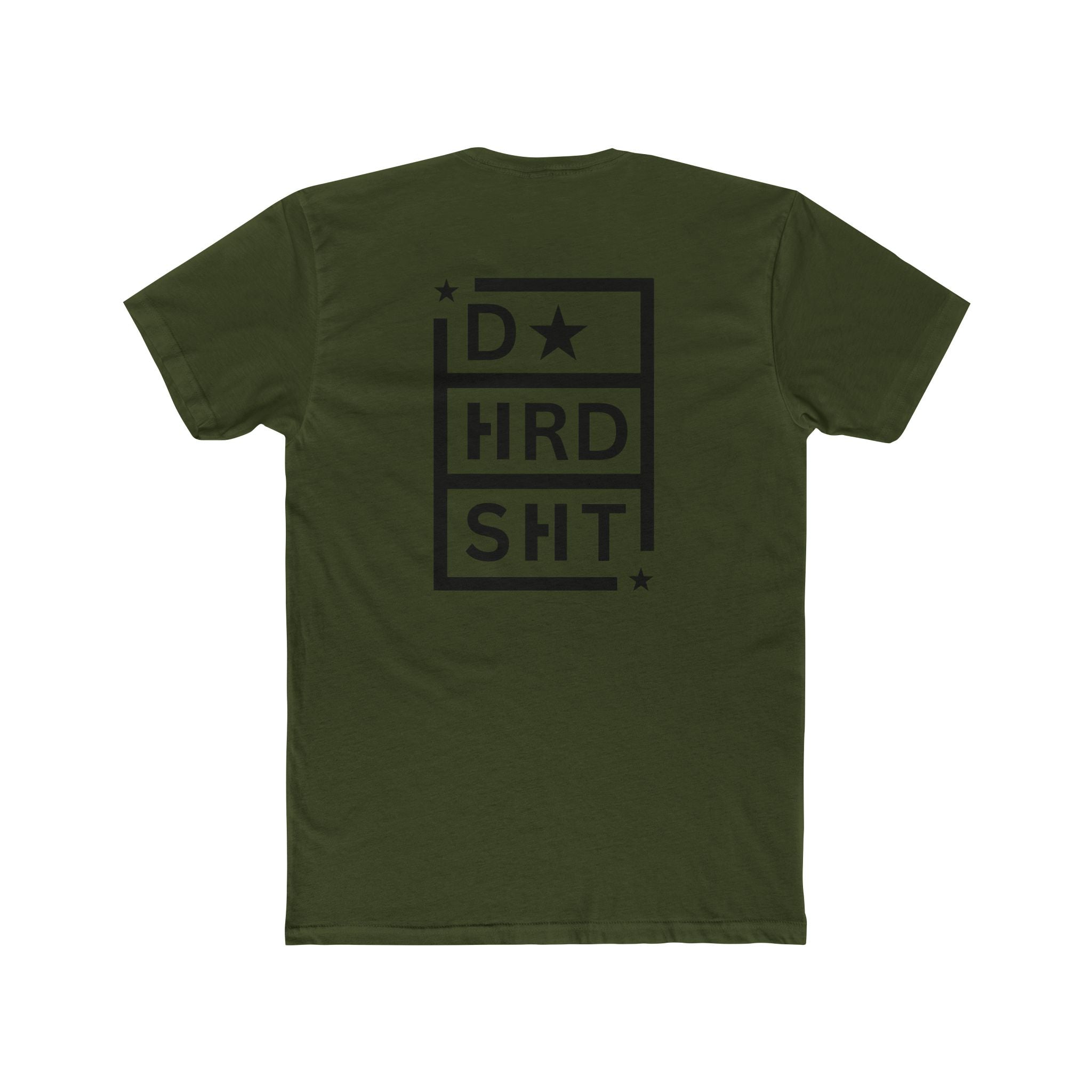 DHS Branded Graphic Tee — 'D Hrd Sht' Minimalist Chest Logo & Back Block Design